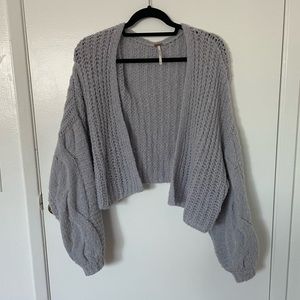 Free People Lavender Cardigan with Bubble Sleeves